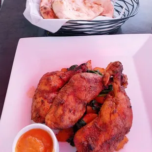 Chicken Tandoori with spinach and potatoes and regular non with basmati rice