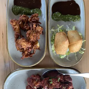 Lunch Onion Pakora Lunch Gobi Manchurian Lunch Veggie Samosa