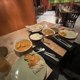 Chicken Tikka Masala, Chicken Curry, Garlic Naan, &amp; Basmati Rice