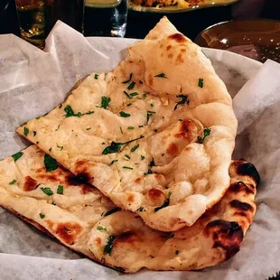 a plate of naan bread