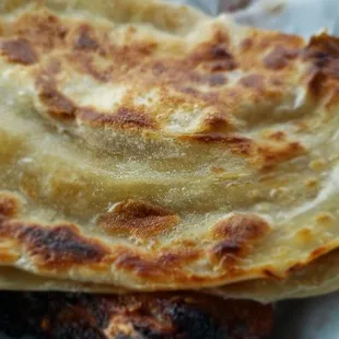 The fresh made flat bread.