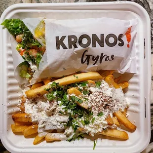 Lamb gyro with greek fries