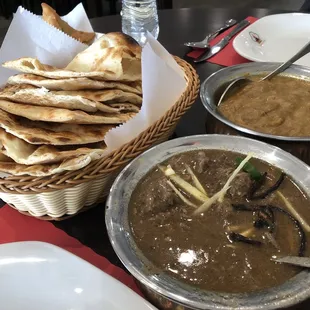 Beef Nihari, Beef Haleem, and crispy and buttery naan