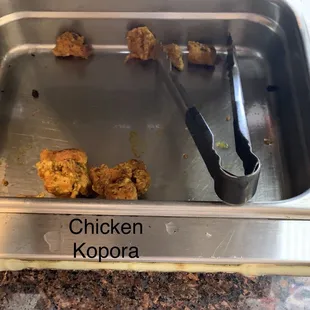 Sparse pieces of Chicken Pakora at noon &amp; never was replenished