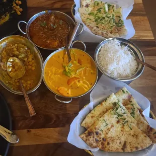 Our appetizer, meals, and Naans