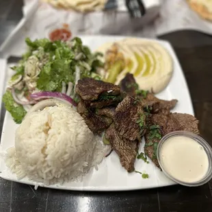Grilled Beef Kabob plate