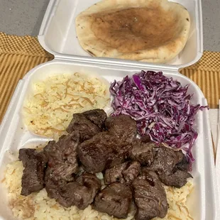 Filet Kabob with Pilaf &amp; cabbage salad