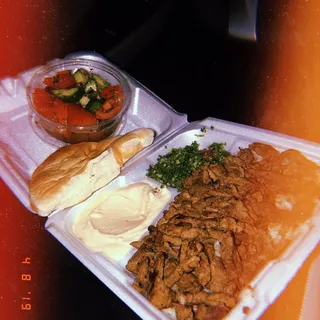 Beef and Lamb Shawarma Combo Plate