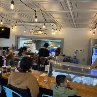 Inside counter bar with kitchen view.