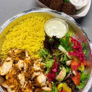 Chicken Bowl and Falafel