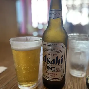 Ice cold glass with an ice cold Asahi while I wait for my lunch