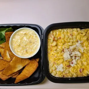 Crab n Bacon chips  and Lobster queso Mac
