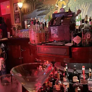 a bar filled with alcohol