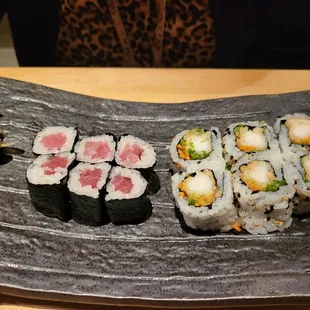 Tuna roll and shrimp tempura roll