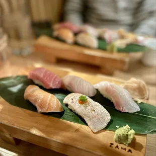 a plate of sushi on a table