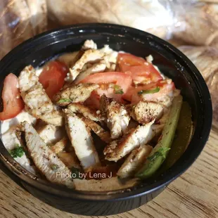 Hummus Bi Shawarma Specialty ($14.95) - w chicken shawarma. Hummus is excellent