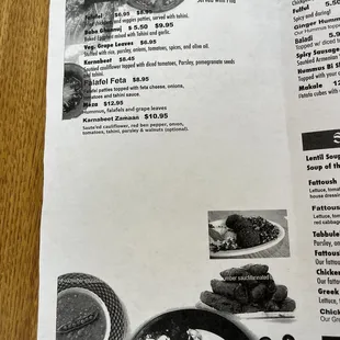 a menu for a restaurant