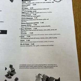 menu