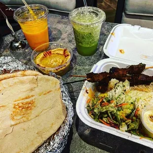 a variety of foods on a table