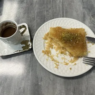 Kunafa and Turkish coffee