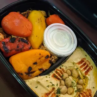 Chicken Shawarma plate with hummus instead of rice
