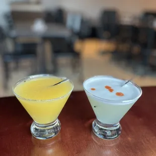 Pisco sour and maracuya sour.