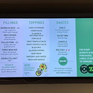 menu
