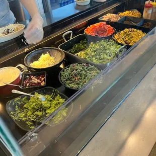 Fresh food uniquely displayed and ready to order.