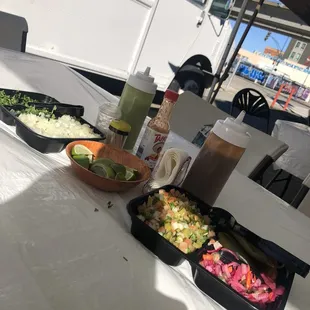 Self serve condiments on table