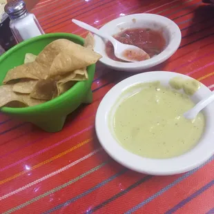 Chips and salsa. Skimpy on the chips, but delicious.
