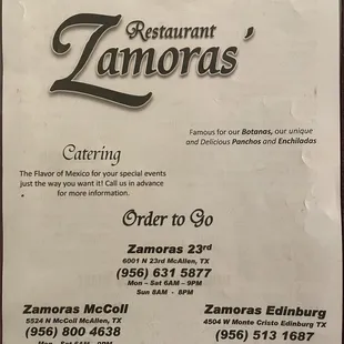 Front Menu
