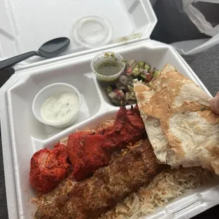 Extra spicy chicken kabob and koobideh kabob
