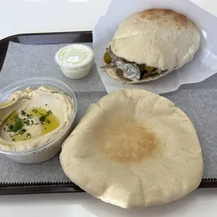Gyro Stuffed Pita wth Hummus