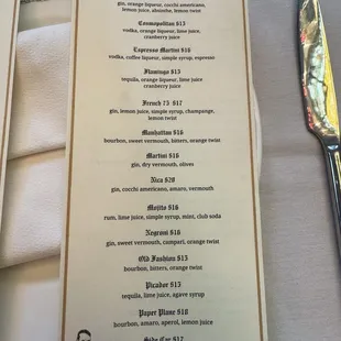 Cocktail Menu