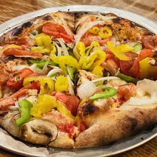 The Charlotte (no olives-added BBQ chicken and banana peppers)