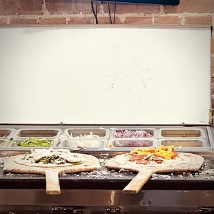 a pizza being prepared