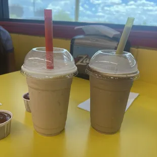 Strawberry and Chocolate milkshakes