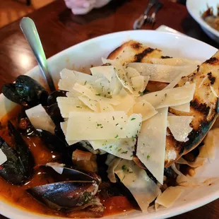 Mussels in marinara....this is an appetizer,  but is so generous,  it could be a meal