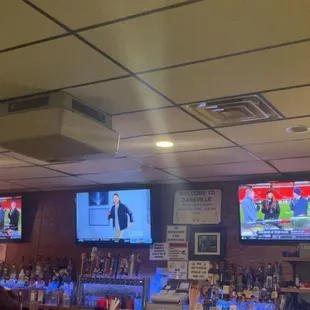 the bar and televisions
