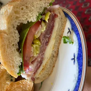 Hot copa and prosciutto on a sourdough roll.