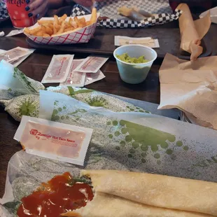 We waited a long time for the food so we started chowing.