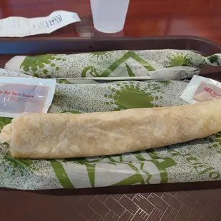 two burritos on a tray