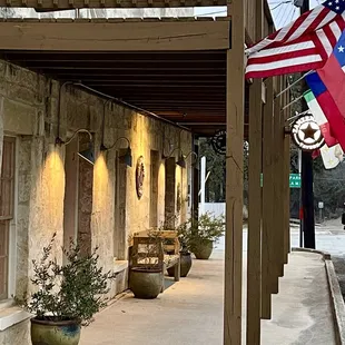 flags on the porch