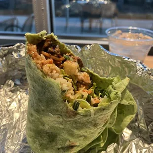 Inside the bahn mi wrap!