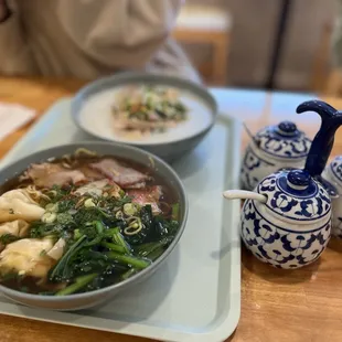 Wonton noodle soup &amp; Chicken congee