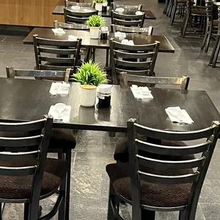 Seating inside the store.