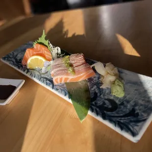 a plate of sushi on a table