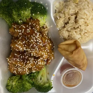 Sesame chicken with fried rice