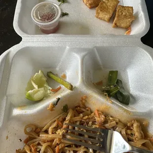 Chicken L.Pad Thai with mystery tofu.