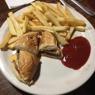 Kids cheeseburger and fries